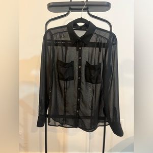 Guess Black Mesh Blouse